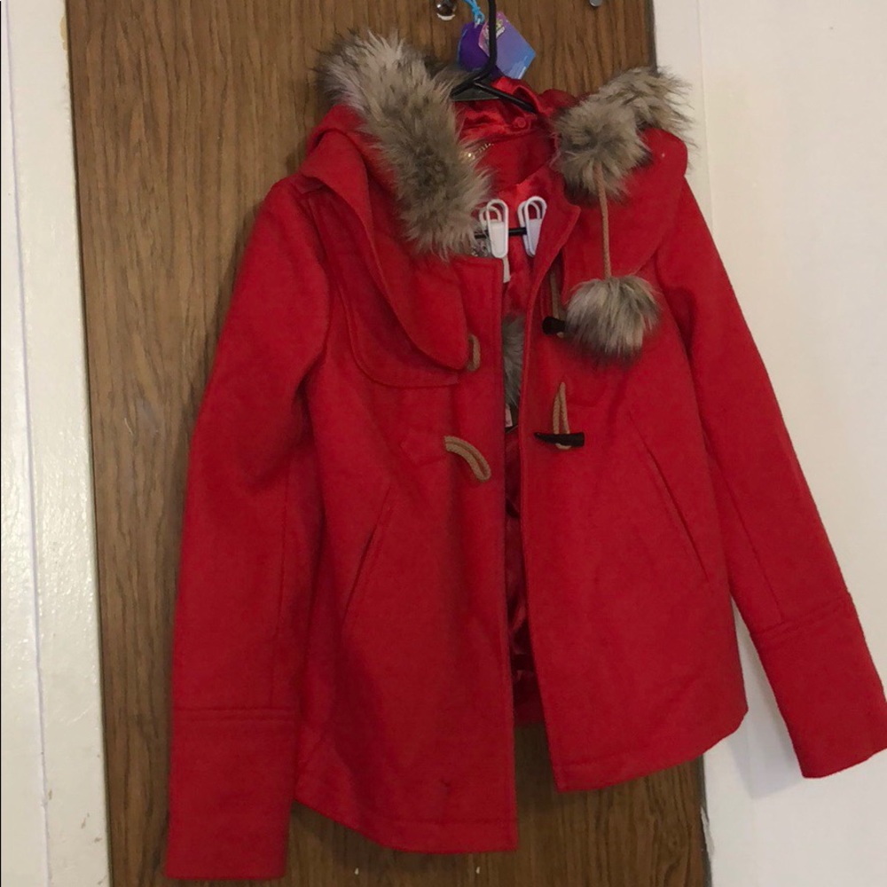 Cherry Sorbet Pom Pom coat